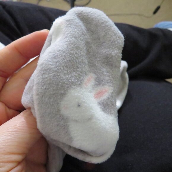 Baby Rabbit Bunny Fleece Footed Sleeper Carter's Pink & Gray Preemie - Picture 3 of 8